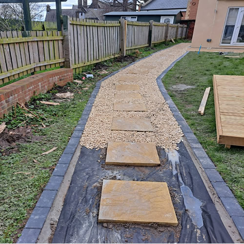 Image of a paving project midway through a job to demonstrate our Groundwork services in Newcstle upon Tyne